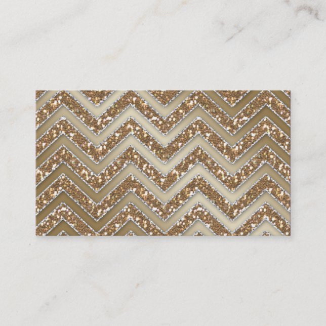 Jewelry Business Card Chevron Sparkle Gold White (Front)
