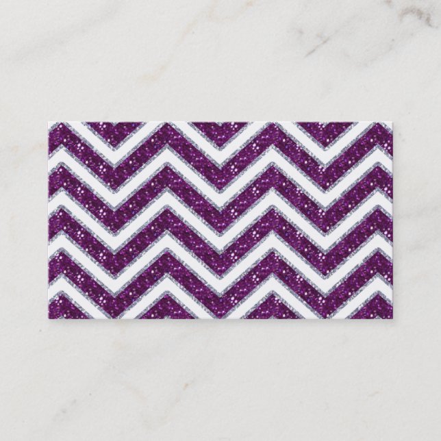 Jewelry Business Card Chevron Sparkle Purple White (Front)