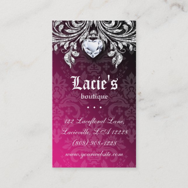 Jewelry Business Card Elegant Vintage Damask (Front)
