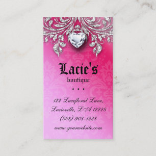 Jewelry Business Card Elegant Vintage Damask Pink