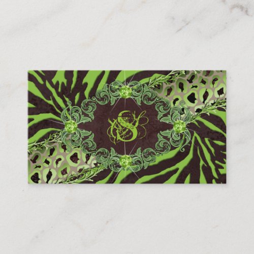 Jewelry Business Card Fashion Zebra Leopard Lime