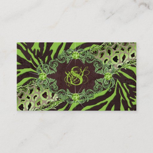 Customizable Jewelry Business Card Fashion Zebra Leopard Lime