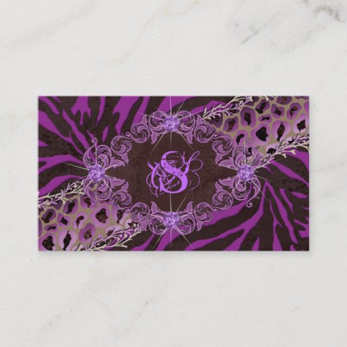 Jewelry Business Card Fashion Zebra Leopard Purple