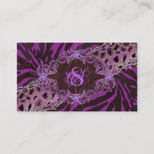 Customizable Jewelry Business Card Fashion Zebra Leopard Purple