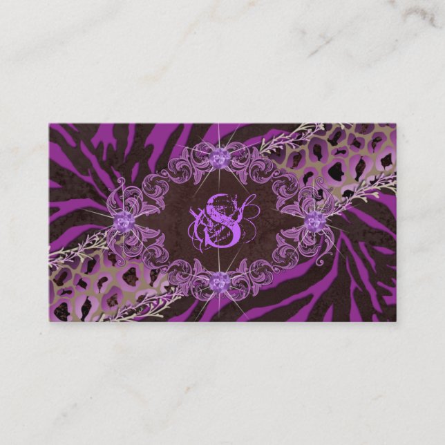 Jewelry Business Card Fashion Zebra Leopard Purple (Front)