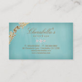 Jewelry Business Card Floral Blue Gold Frame (Back)