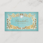 Jewelry Business Card Floral Blue Gold Frame