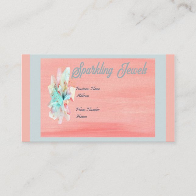 Jewelry Business Card in Peach & Turquoise (Front)
