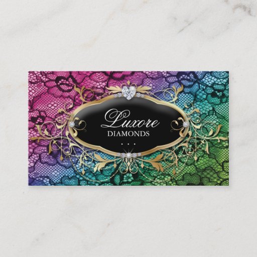 Customizable Jewelry Business Card Lace Pink Blue Heart