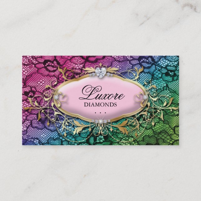 Jewelry Business Card Lace Pink Heart (Front)