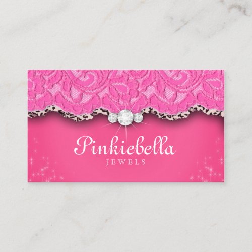 Jewelry Business Card Leopard Lace Pink