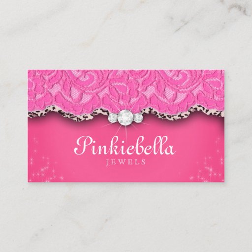 Customizable Jewelry Business Card Leopard Lace Pink
