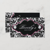 Jewelry Business Card Pink Damask Diamonds (Front/Back)