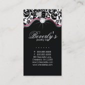 Jewelry Business Card Pink Damask Diamonds (Back)