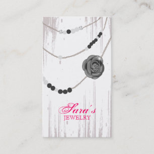 Jewelry Business Card Rose Necklace Gray Pink