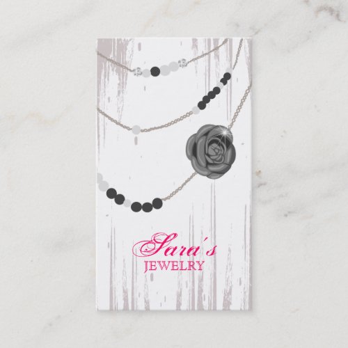 Jewelry Business Card Rose Necklace Gray Pink