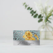 Jewelry Business Card Teal Blonde Leopard Tanning (Standing Front)