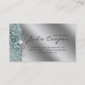 Jewelry Business Card Teal Blonde Leopard Tanning (Back)