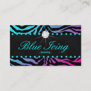 Jewelry Business Card Zebra Blue Dots Blue Pink