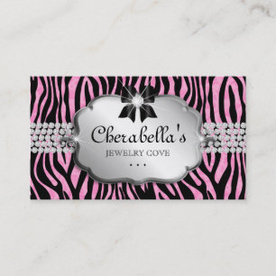 Jewelry Business Card Zebra Bow Heart