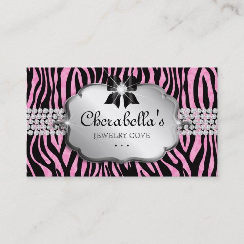 Jewelry Business Card Zebra Bow Heart