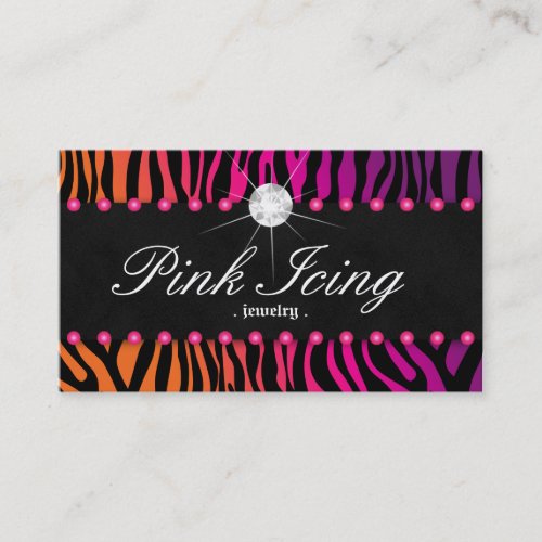 Jewelry Business Card Zebra Orange Purple Dots