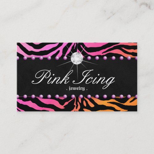 Jewelry Business Card Zebra Purple Dot Orange Pink