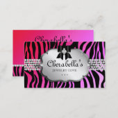 Jewelry Business Card Zebra Red Pink Bow (Front/Back)
