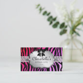 Jewelry Business Card Zebra Red Pink Bow (Standing Front)