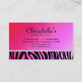 Jewelry Business Card Zebra Red Pink Bow (Back)