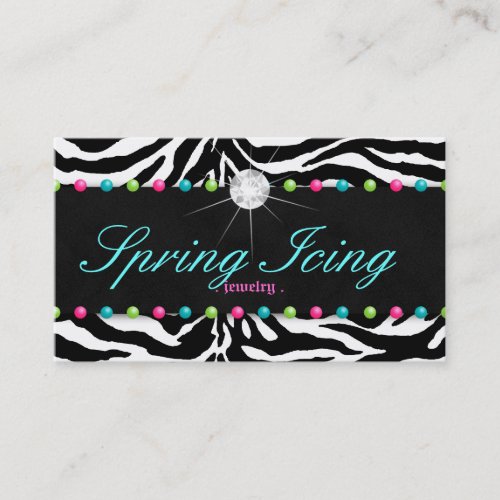 Jewelry Business Card Zebra Spring Dots Diamond