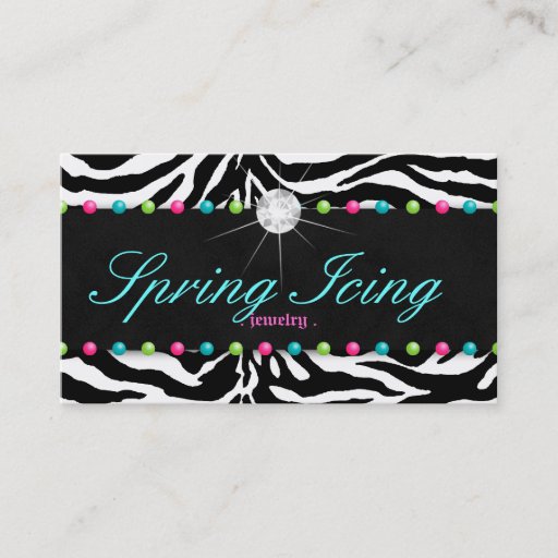 Customizable Jewelry Business Card Zebra Spring Dots Diamond