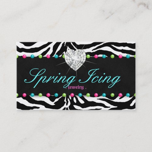 Jewelry Business Card Zebra Spring Dots Jewelry