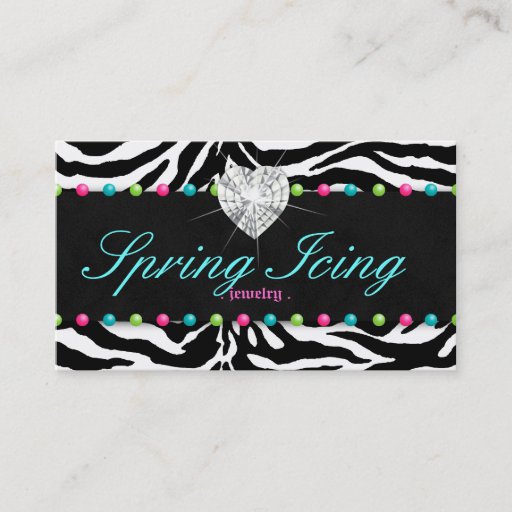 Customizable Jewelry Business Card Zebra Spring Dots Jewelry