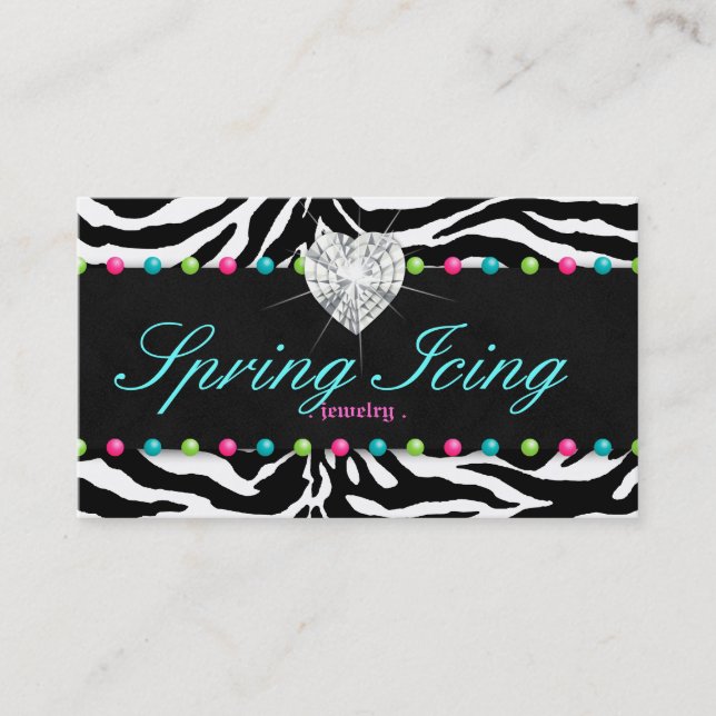 Jewelry Business Card Zebra Spring Dots Jewelry (Front)