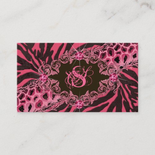 Jewelry Business Cards Animal Zebra Leopard Pink