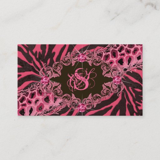 Customizable Jewelry Business Cards Animal Zebra Leopard Pink