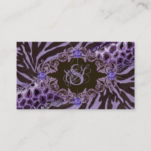 Jewelry Business Cards Animal Zebra Leopard Purple