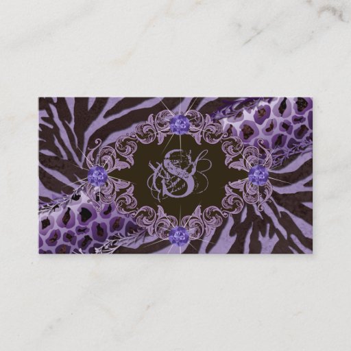 Customizable Jewelry Business Cards Animal Zebra Leopard Purple