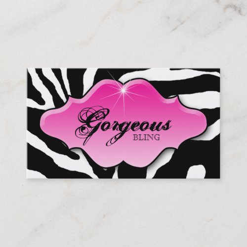 Jewelry Business Cards Animal Zebra Sparkle Pink