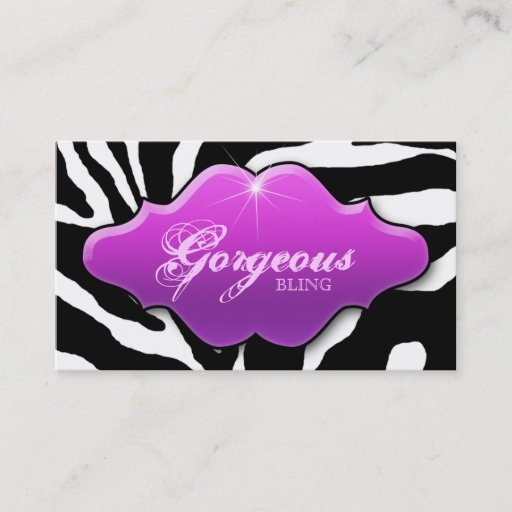 Customizable Jewelry Business Cards Animal Zebra Sparkle Purple