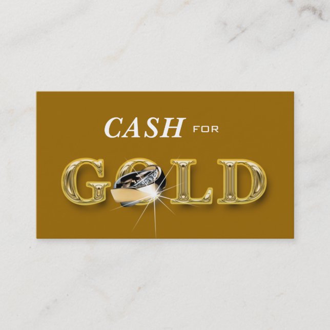 Jewelry Business Cards Cash for Gold Golden (Front)