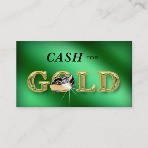 Jewelry Business Cards Cash for Gold Green Metalli