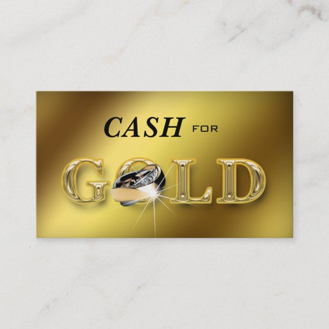 Jewelry Business Cards Cash for Gold Metallic (Front)