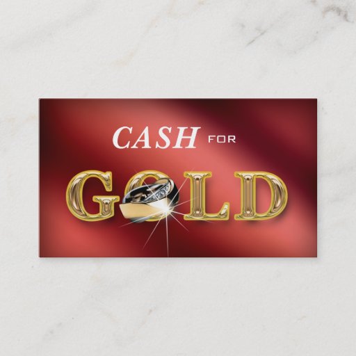 Customizable Jewelry Business Cards Cash for Gold Red Metallic