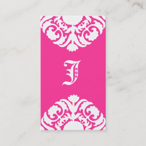 Jewelry Business Cards Damask Monogram PInk