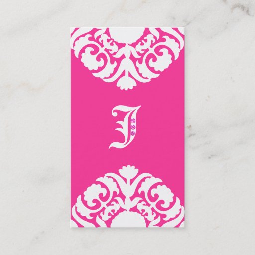 Customizable Jewelry Business Cards Damask Monogram PInk