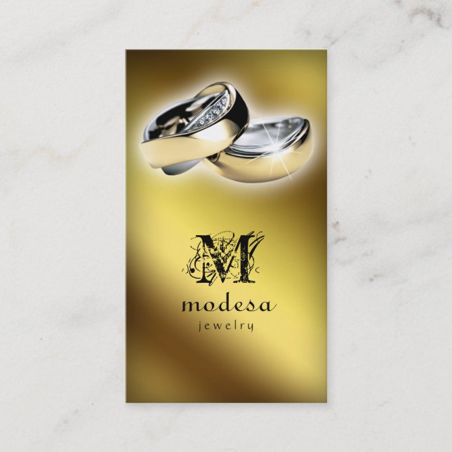 Jewelry Business Cards Engagement Rings Gold V (Front)