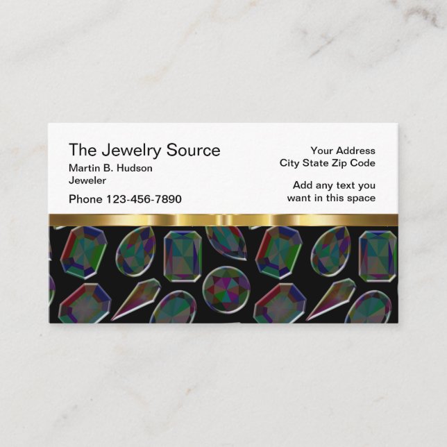 Jewelry Business Classy Design Business Card (Front)
