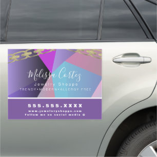 Jewelry Business Purple Gradient Diamond Pattern Car Magnet
